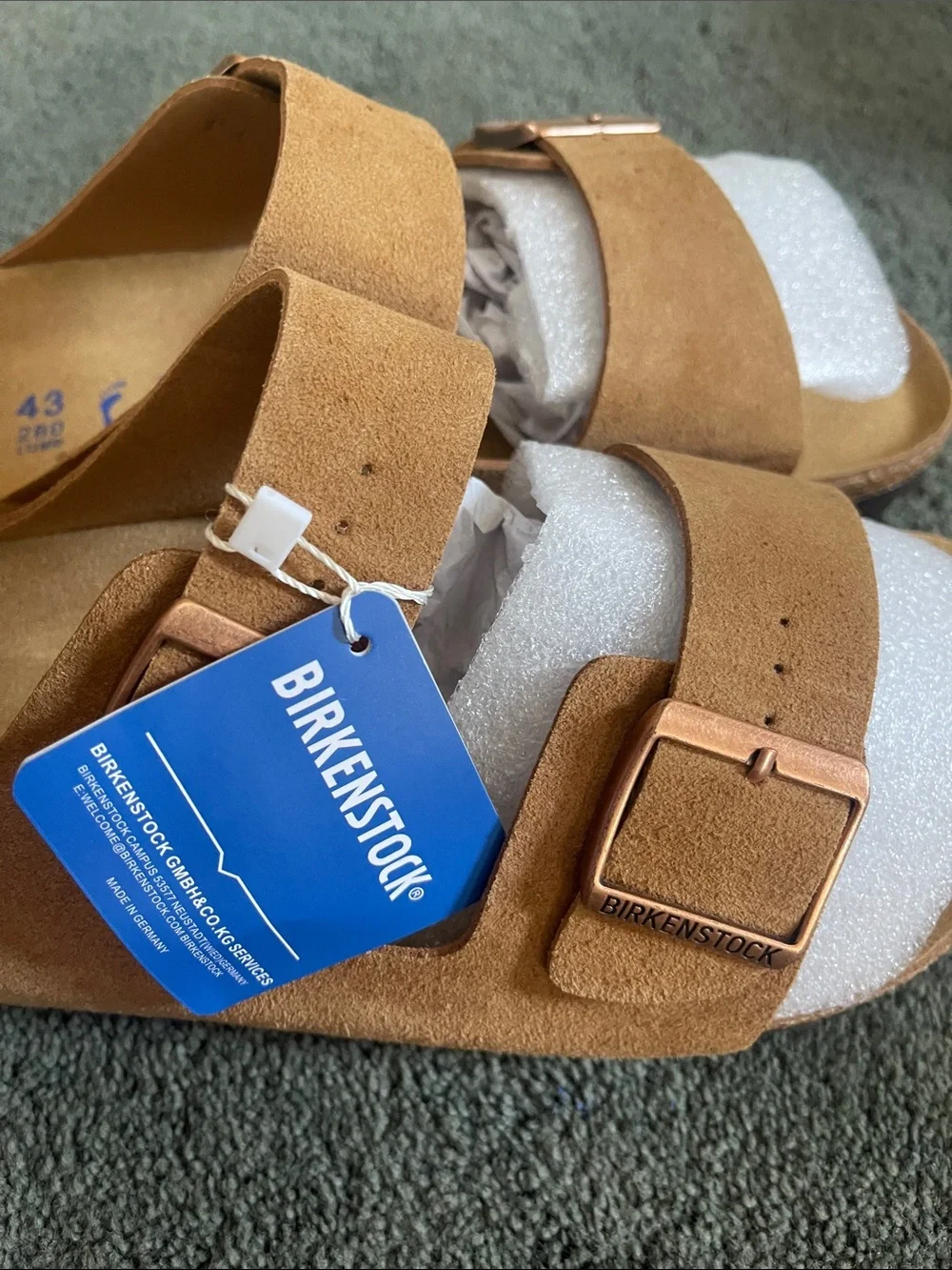 Birkenstock Arizona Two-Strap Sandals - Tan Suede M10 L12 NWT